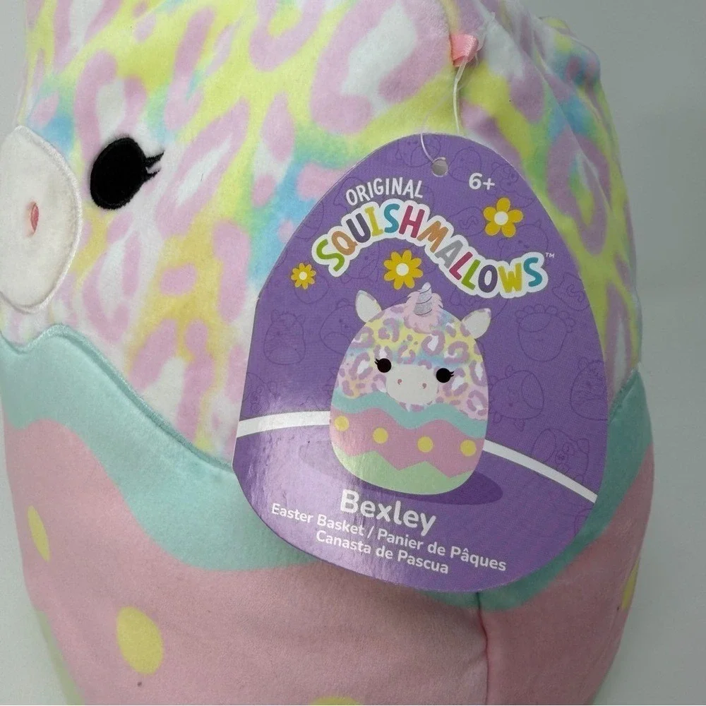 NWT Squishmallows Bexley Unicorn Plush Basket Tote Toy Storage Easter Gift Bag